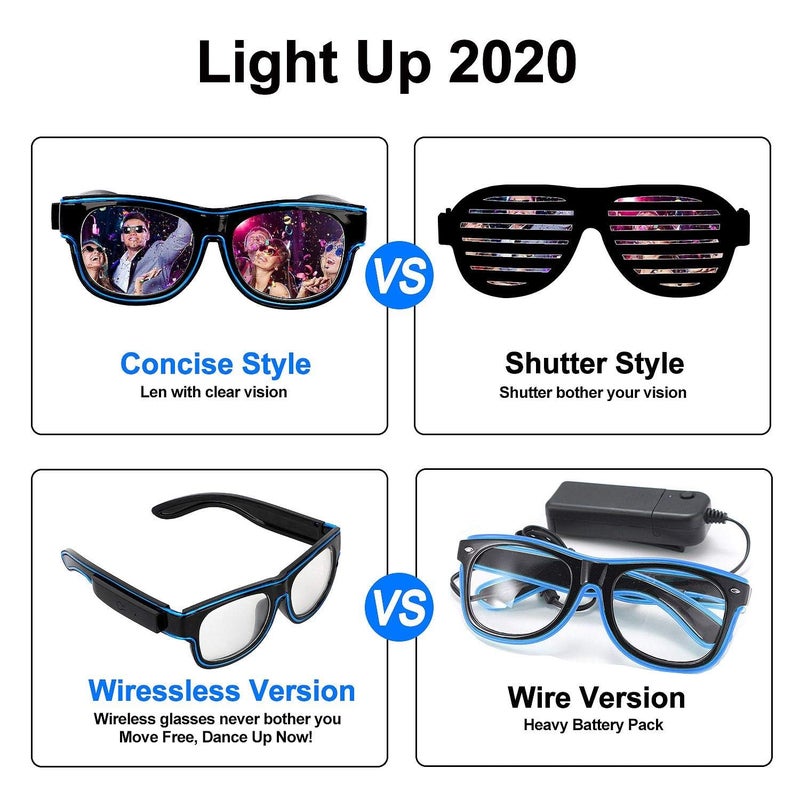 YouRfocus Wireless LED Light Up Glasses Glow in the Dark Neon Rave Glasses for Rave Party, EDM, Halloween, Christmas (Purple) - Image 3
